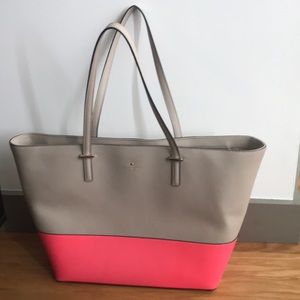 Kate Spade - Large Neutral/Neon Tote